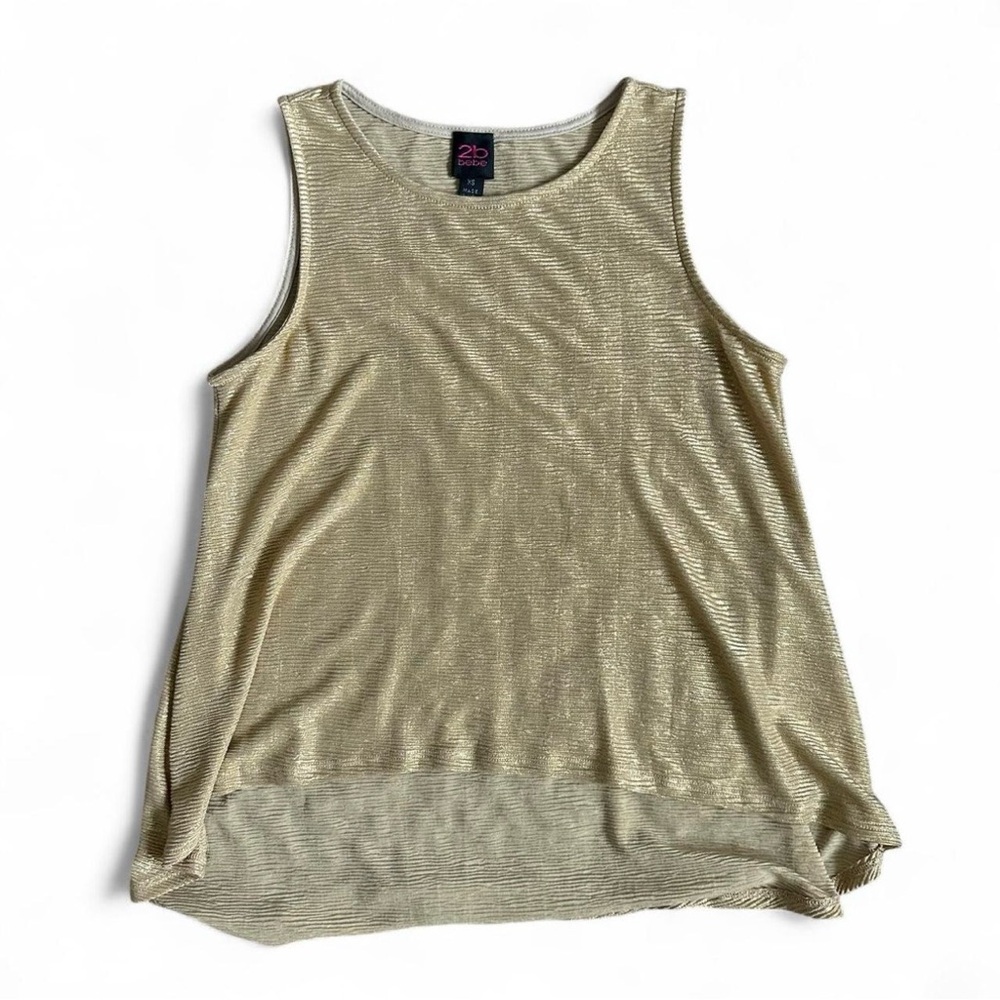 2b Bebe Metallic Gold Sleeveless Tank Top XS